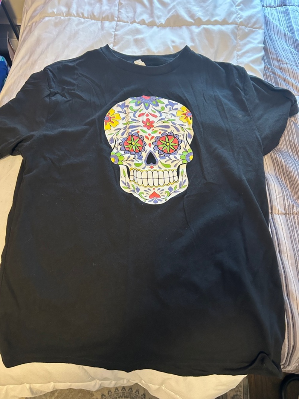 Women’s T-Shirt with Colorful Sugar Skull Graphic